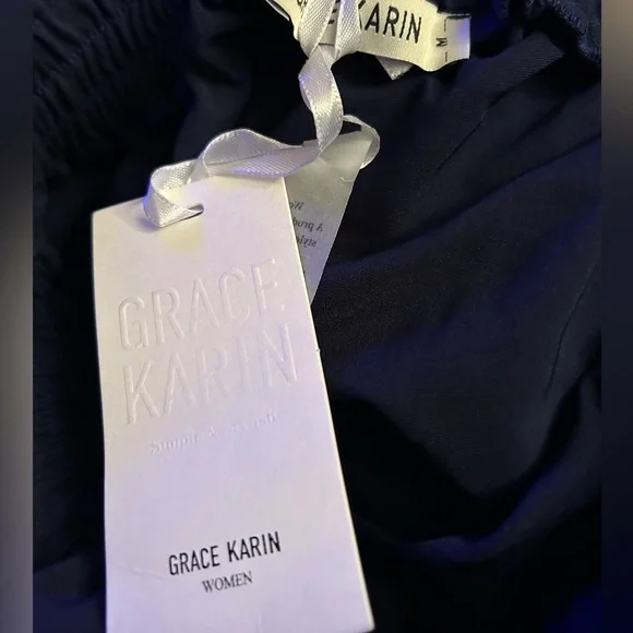 GRACE KARIN Women's Paper Bag Waist Pants Slim Fit Casual Office Pencil Pants - Picture 8 of 9